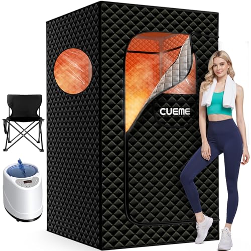 Portable Steam Sauna for Home with 3L 1200W Steamer, 9-Level Remote Control, Foldable Chair & Extra-Large Tent (2.6’ x 2.6’ x 5.9’) – Personal Sauna Box for Relaxation and Comfort