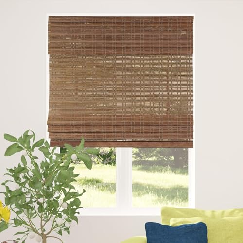 CALYX INTERIORS Cordless Bamboo Roman Shade Blind, Light Filtering, 34