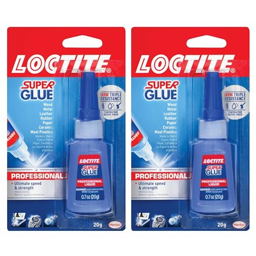 Loctite Super Glue Professional Liquid, Clear, 0.7 fl oz Bottle, 2 Pack - Superglue for Plastic, Wood, Metal, Crafts & Repair, Cyanoacrylate Adhesive Instant Glue, Quick Dry
