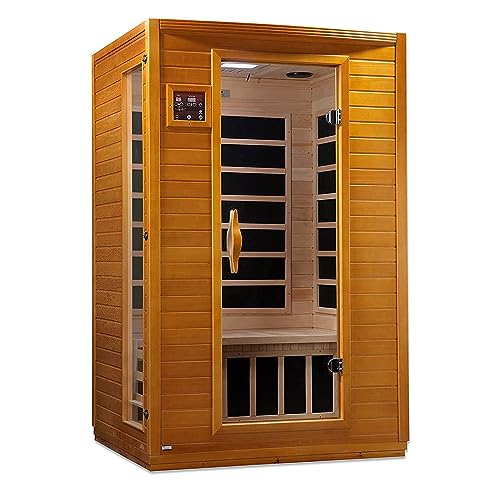 DYNAMIC SAUNAS Andora 2-Person Low EMF FAR Infrared Sauna with Red Light Therapy & Bluetooth Speakers | Personal Indoor Dry Heat Sauna for Home & Gym – Made from Canadian Hemlock