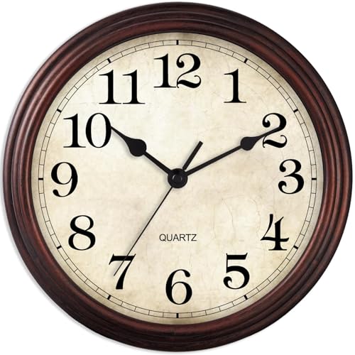 HYLANDA Wall Clock, 9 Inch Silent Non Ticking Classic Battery Operated Clocks, Decorative for Living Room, Bedrooms, Bathroom, Kitchen Office (Bronze)